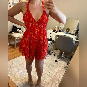 Floral Red Dress